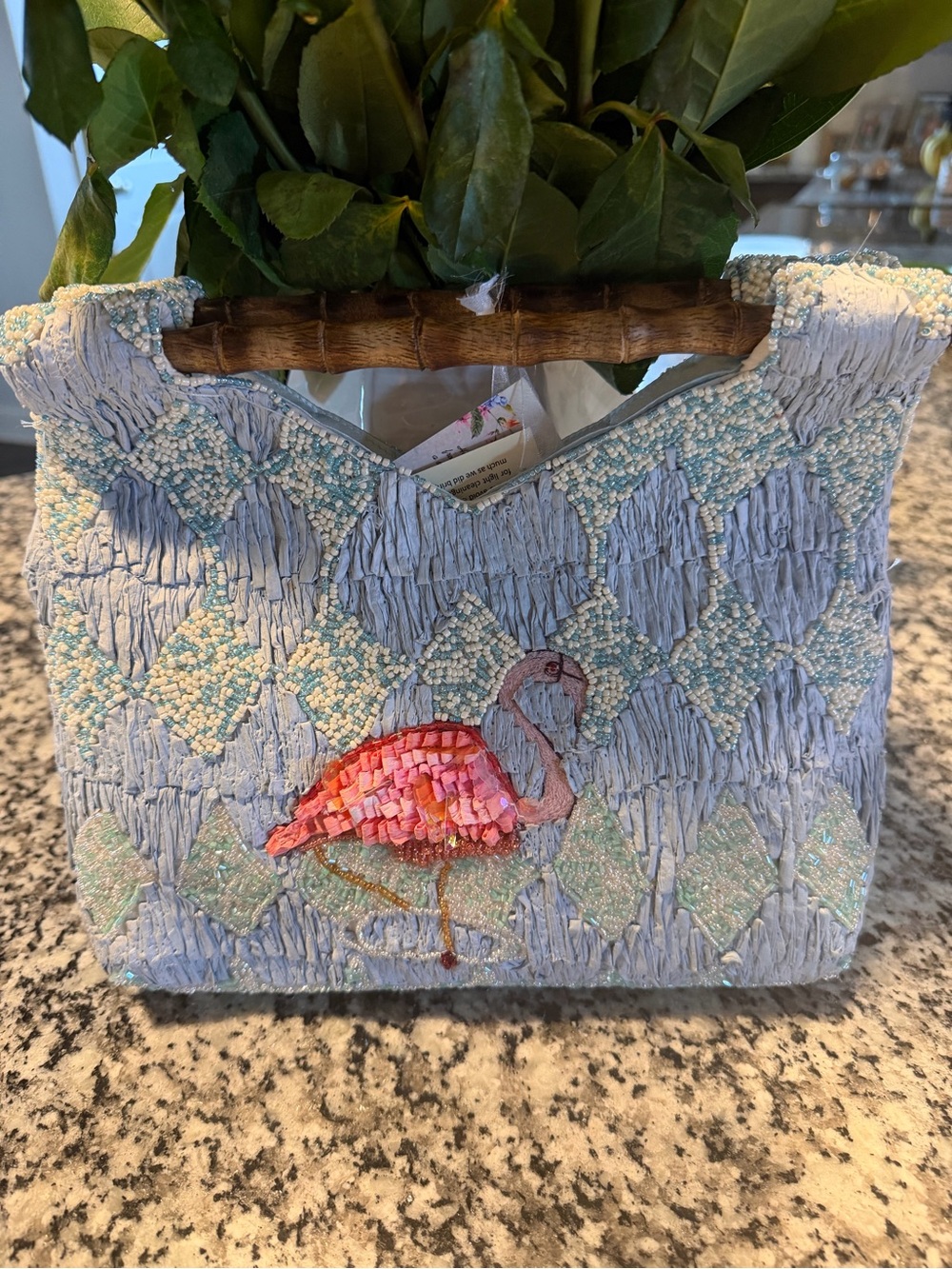T.J.Maxx Beaded Flamingo Clutch in Pink and Light Blue - Picture 3 of 5